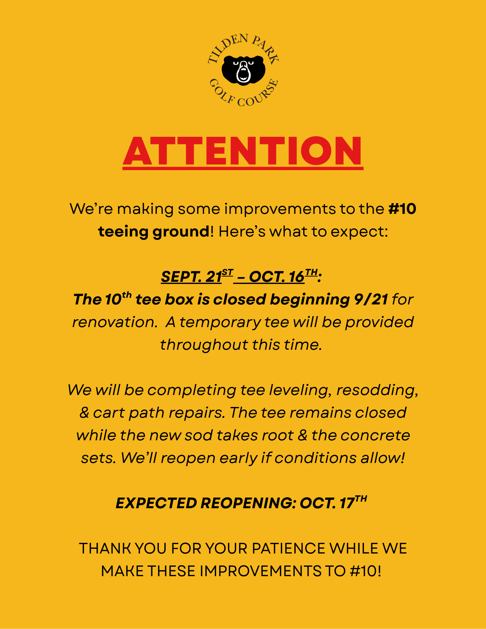 Attention Golfers ATTENTION GOLFERS